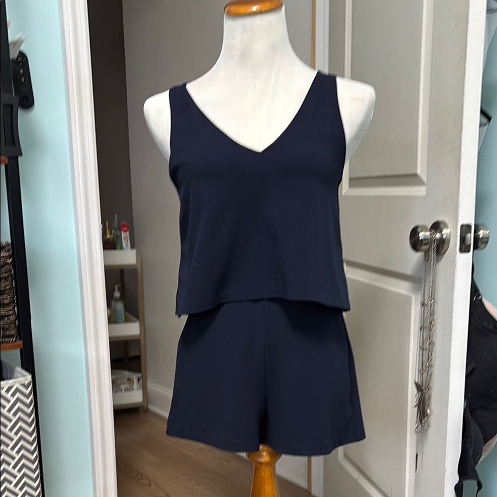 Navy Blue Sleeveless Romper
